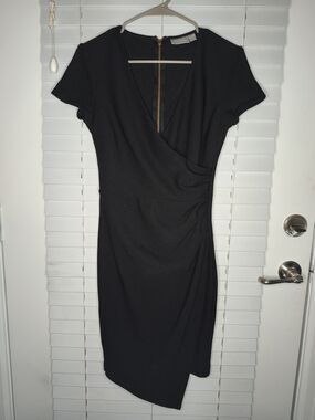 Bisou Michele Bohbot Women's Dress Size 4 Black Classic Short Sleeve Long Zip